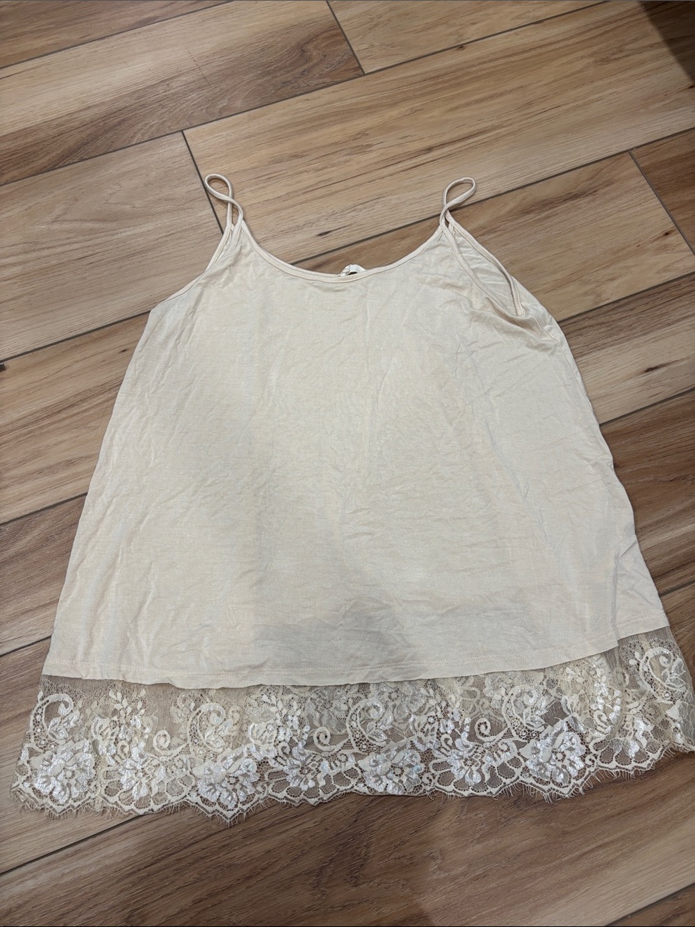 Altar'd State Cream Lace-Trim Spaghetti Strap Cami